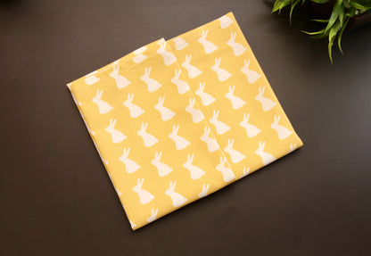 'Bunny' Yellow Printed Kitchen Towels, Set of 2