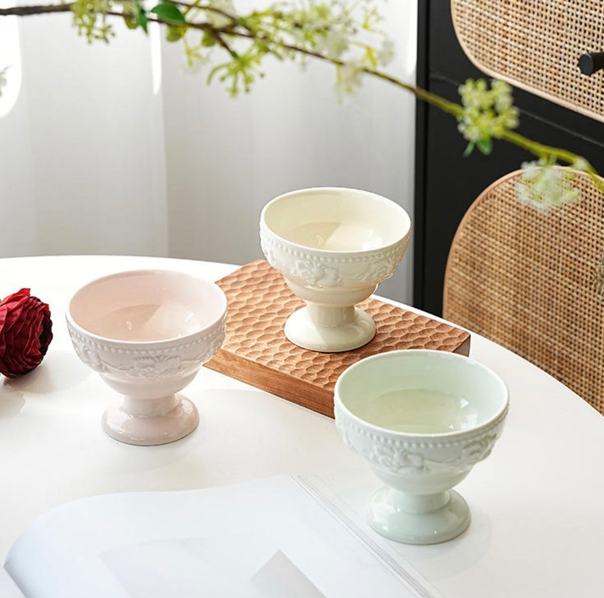 'Bridget' Ceramic Pastel Ice Cream Bowls | Set of 3