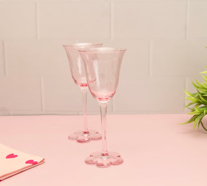 'Daisy' Pink Long Stemmed Glasses - set of 2