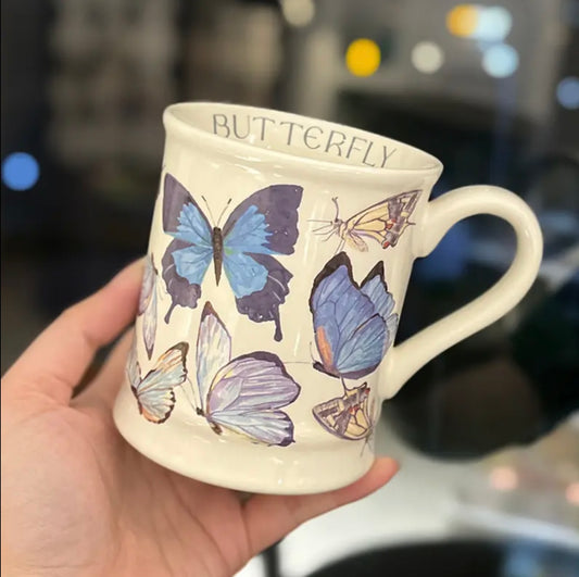 'Blue Butterflies' Ceramic Coffee Mug