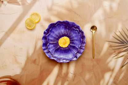 'Flora' Ceramic Breakfast Plate - Blue