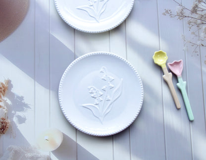 'Bella' White Ceramic Dessert Plate, Small