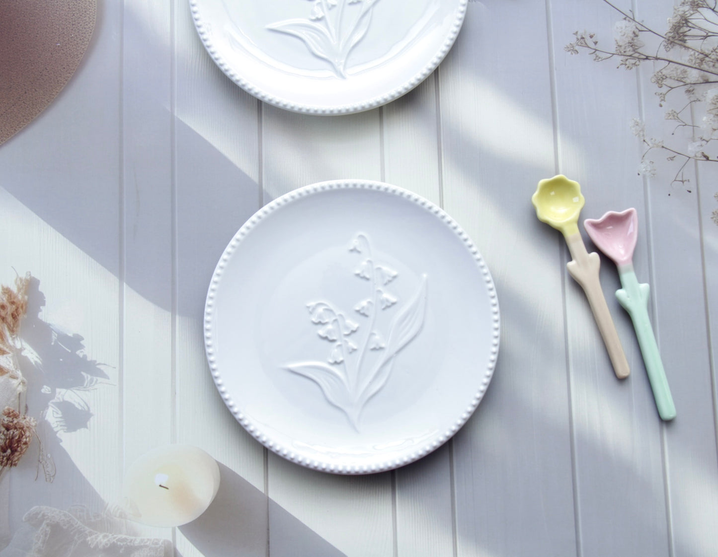 'Bella' White Ceramic Dessert Plate, Small