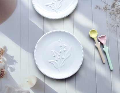 'Bella' White Ceramic Dessert Plate, Small