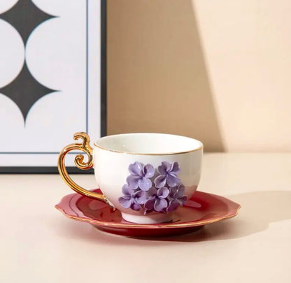 'Hyacinth' Ceramic Espresso  Cup n Saucer Set, Small