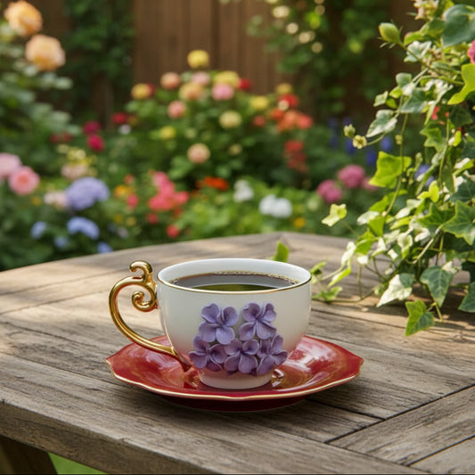 'Hyacinth' Ceramic Espresso  Cup n Saucer Set of 1, Small