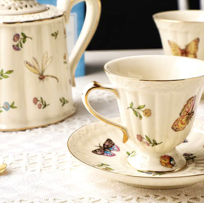 'Amara' Ceramic Cup & Saucer Set Of 2