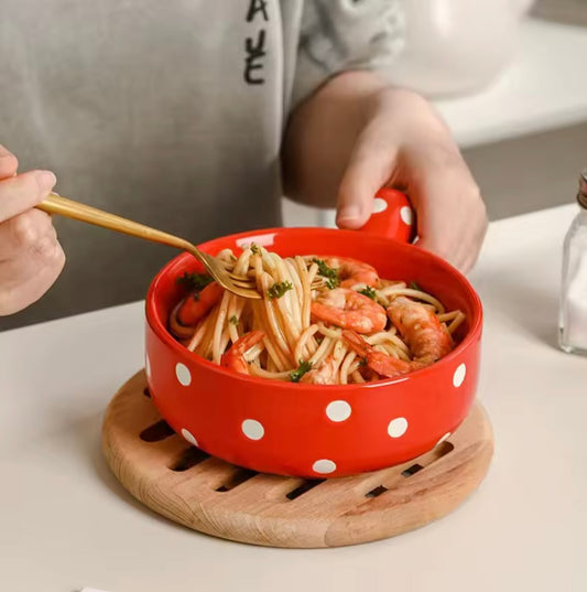 'Poppy' Red Polka Dot Bowl, 600ml