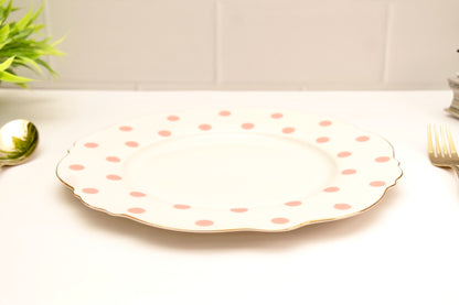 'Alice' Ceramic Dinner plate - Pink Polka Dots