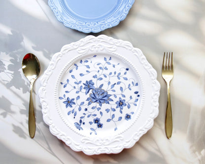 'Mirabelle' Blue Floral Ceramic Dinner Plate, 26.5 cm