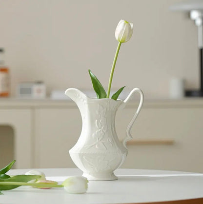 'Prairie' White Ceramic Jug Vase