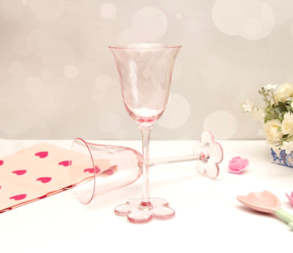 'Daisy' Pink Long Stemmed Glasses - set of 2