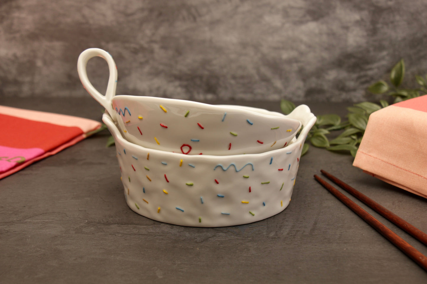 'Sprinkles' Flat Ceramic Bowl