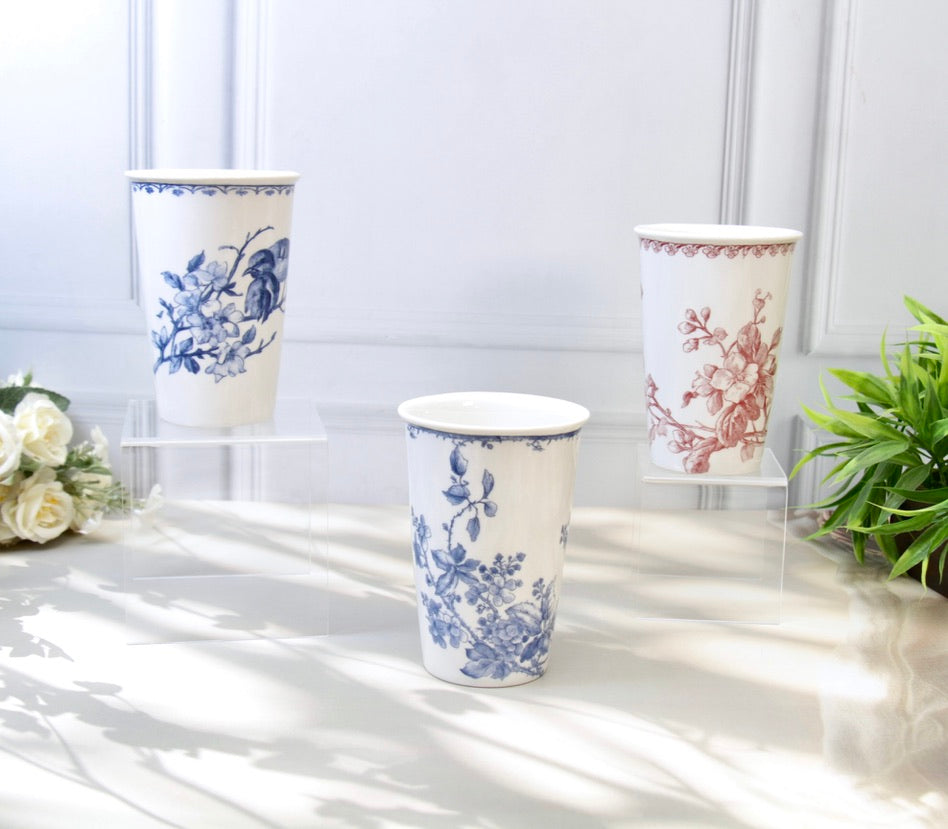 'Maison Bleu' Porcelain Tumbler | Cup | Blue | Set of 2