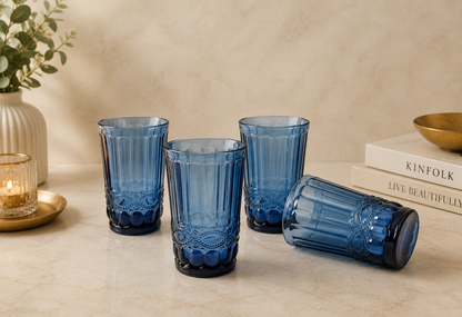 'Brooklyn' Glass Tumblers, Set Of 4 - Blue