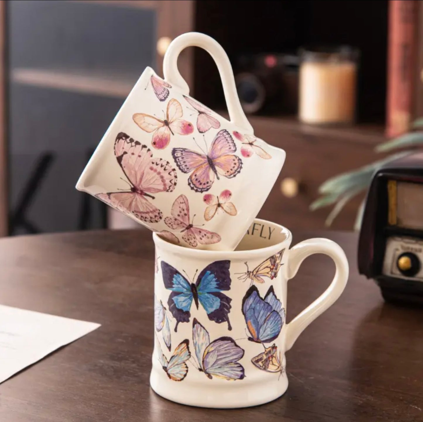 'Blue Butterflies' Ceramic Coffee Mug