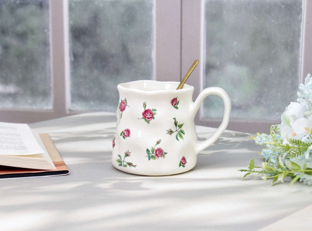 'Bellarose' Red Roses Ceramic Coffee Mug | Ruby Rose