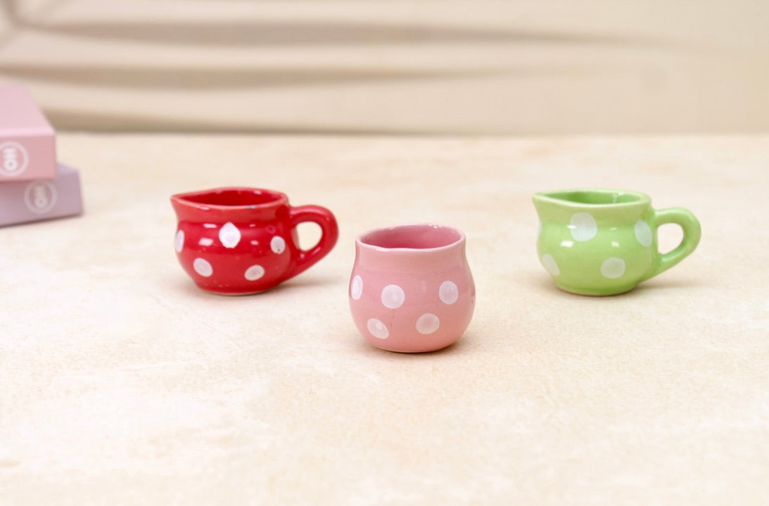 'Dotty Brew' Mini Cup Fridge Magnets, Set of 3