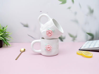 'French Rose' Ceramic Coffee Mug, White