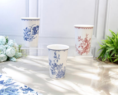 'Crimson Bloom' Porcelain Tumbler | Cup | Red | Set of 2