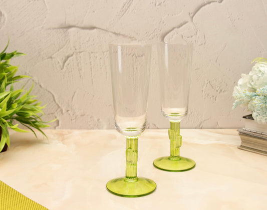 'Hazel' Green Stemmed Glasses, Set of 2 - Small