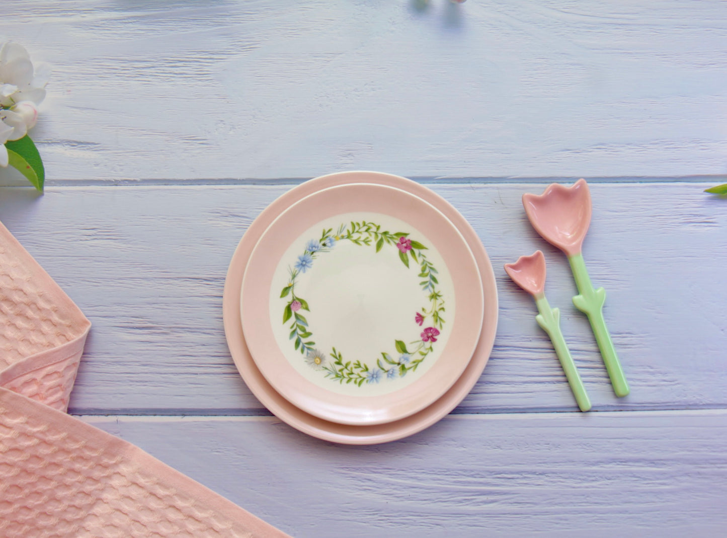 'Blossom' Pink Dessert Plates, Set of 2