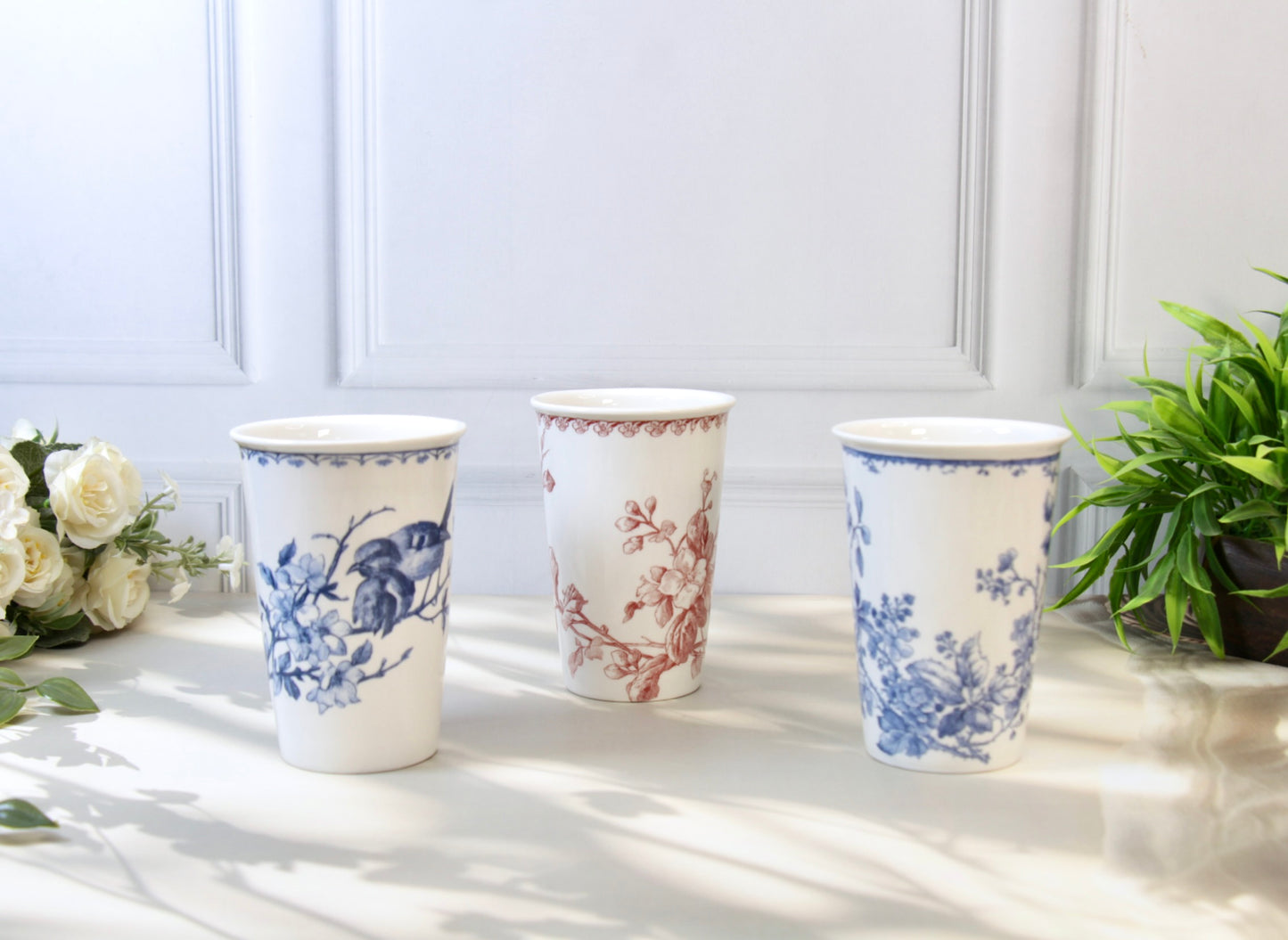 'Bleu Jardin' Porcelain Tumbler | Cup | Blue | Set of 2