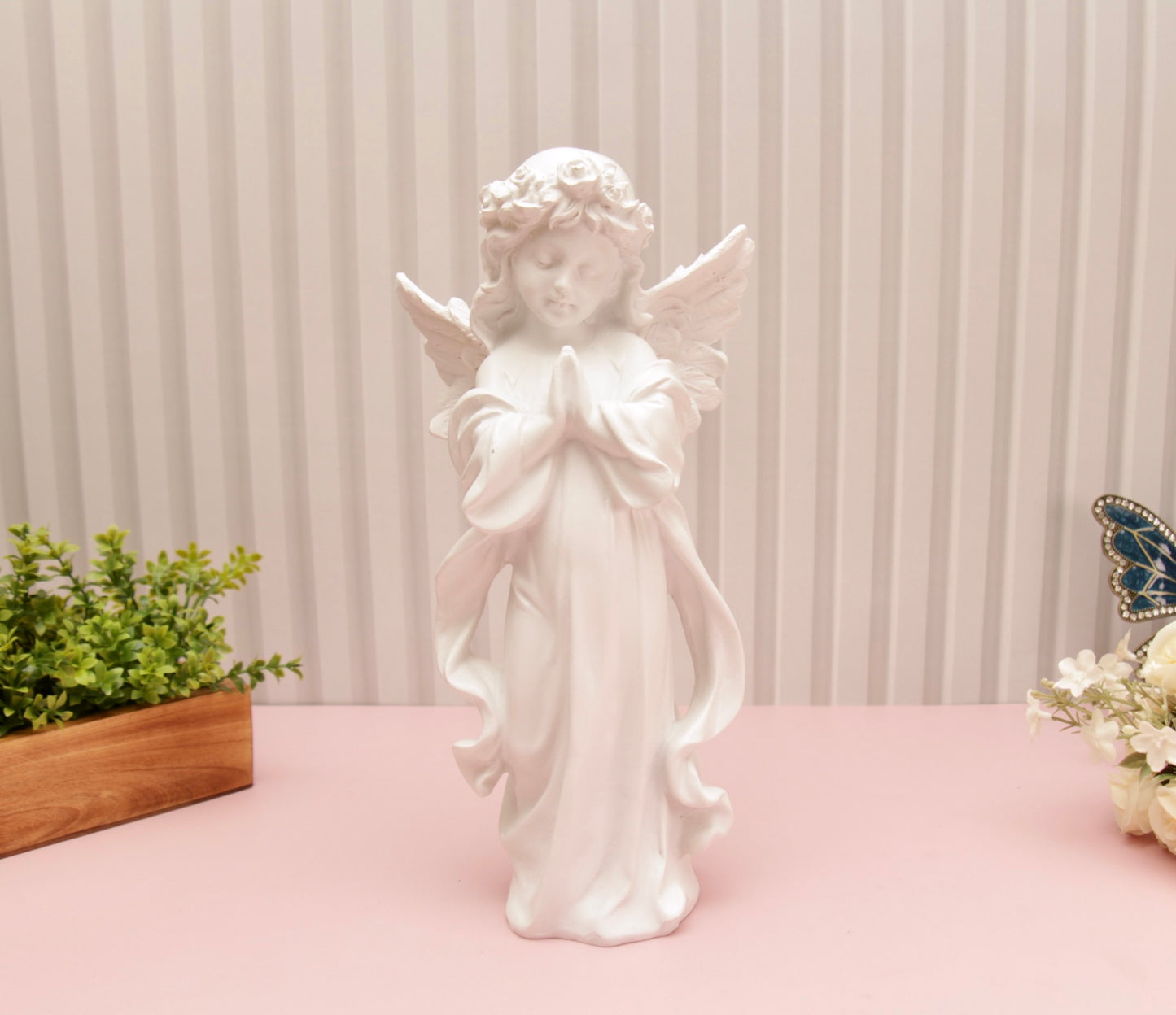 Praying Angel Statue Large - White, 30cm