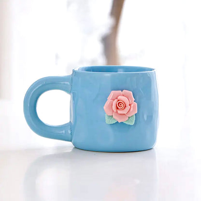 'French Rose' Ceramic Coffee Mug, Blue