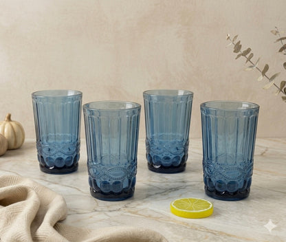 'Brooklyn' Glass Tumblers, Set Of 4 - Blue