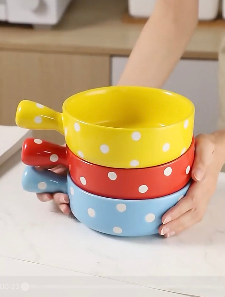 'Poppy' Blue Polka Dot Bowl, 600ml