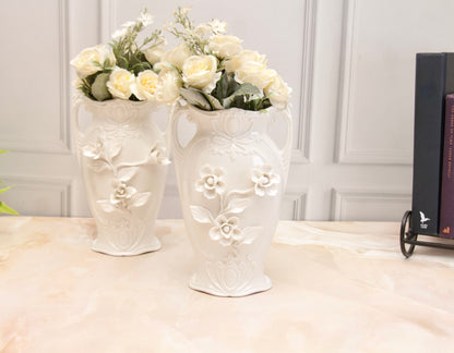 'Daisy' White Ceramic Vase