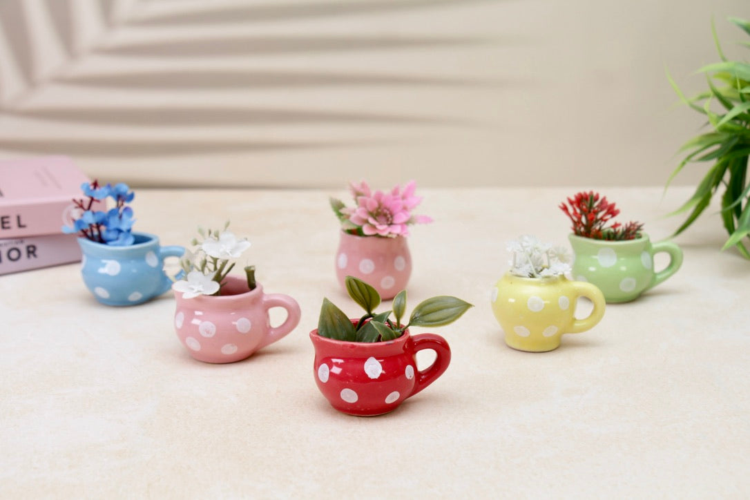 'Dotty Brew' Mini Cup Fridge Magnets, Set of 3