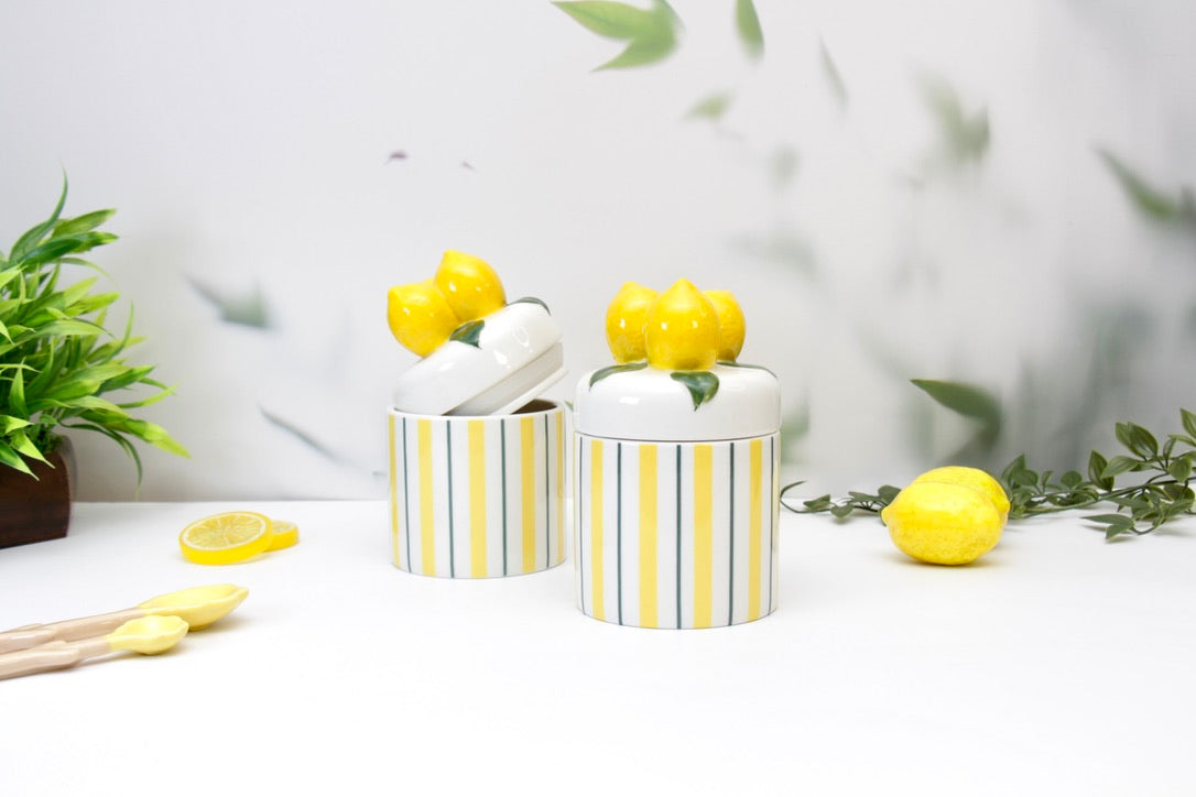 'Lemons' Ceramic Storage Canister 500ML, Set of 2