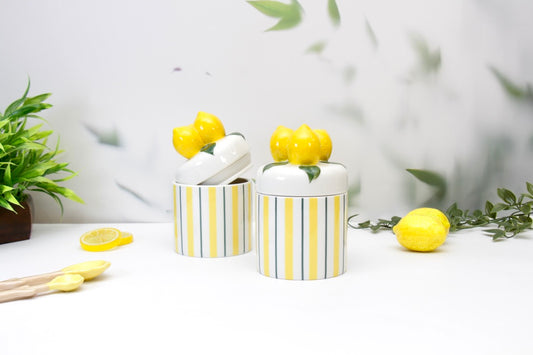 'Lemons' Ceramic Storage Canister 500ML, Set of 2