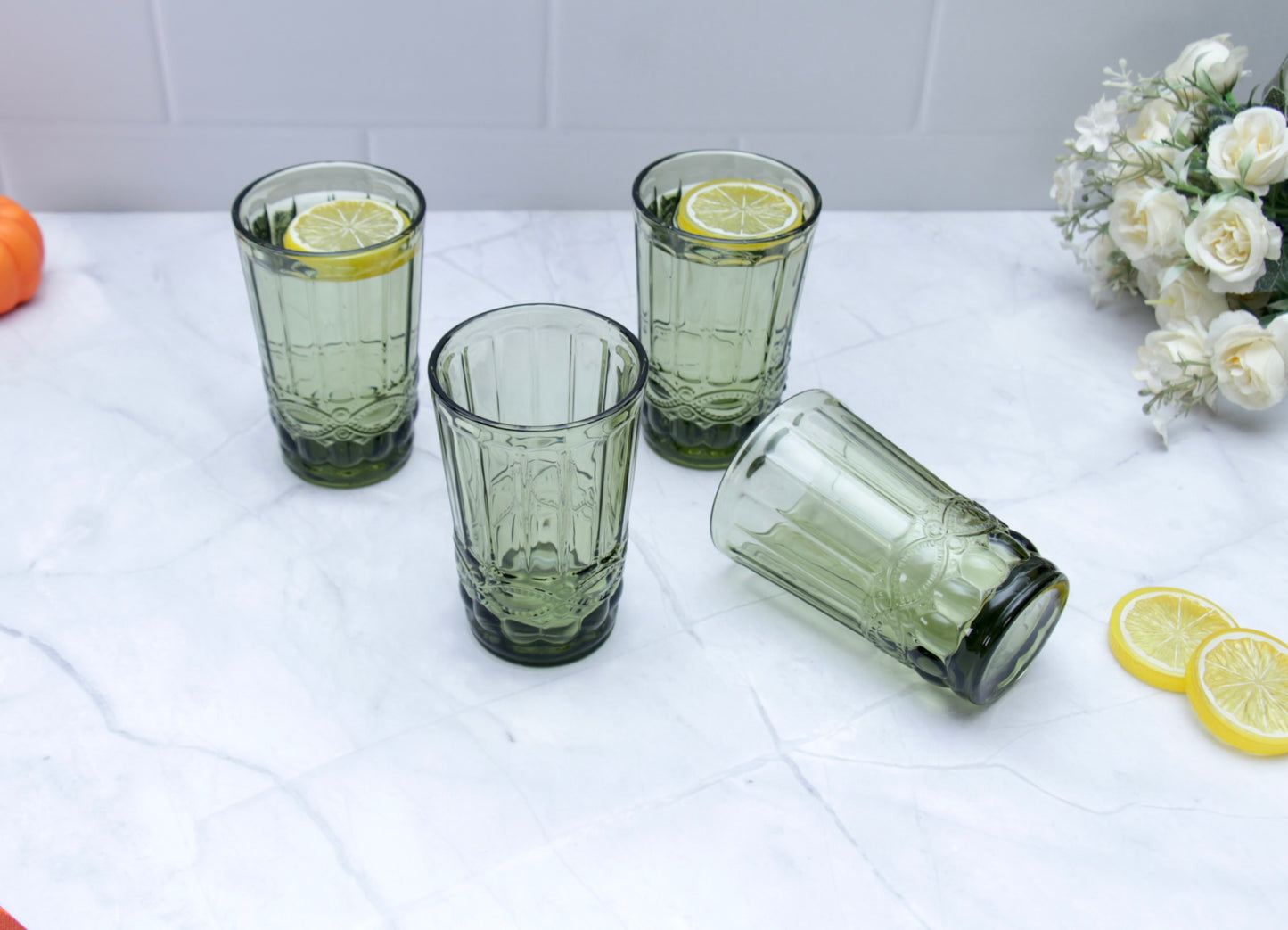 'Brooklyn' Glass Tumblers, Set Of 4 - Green