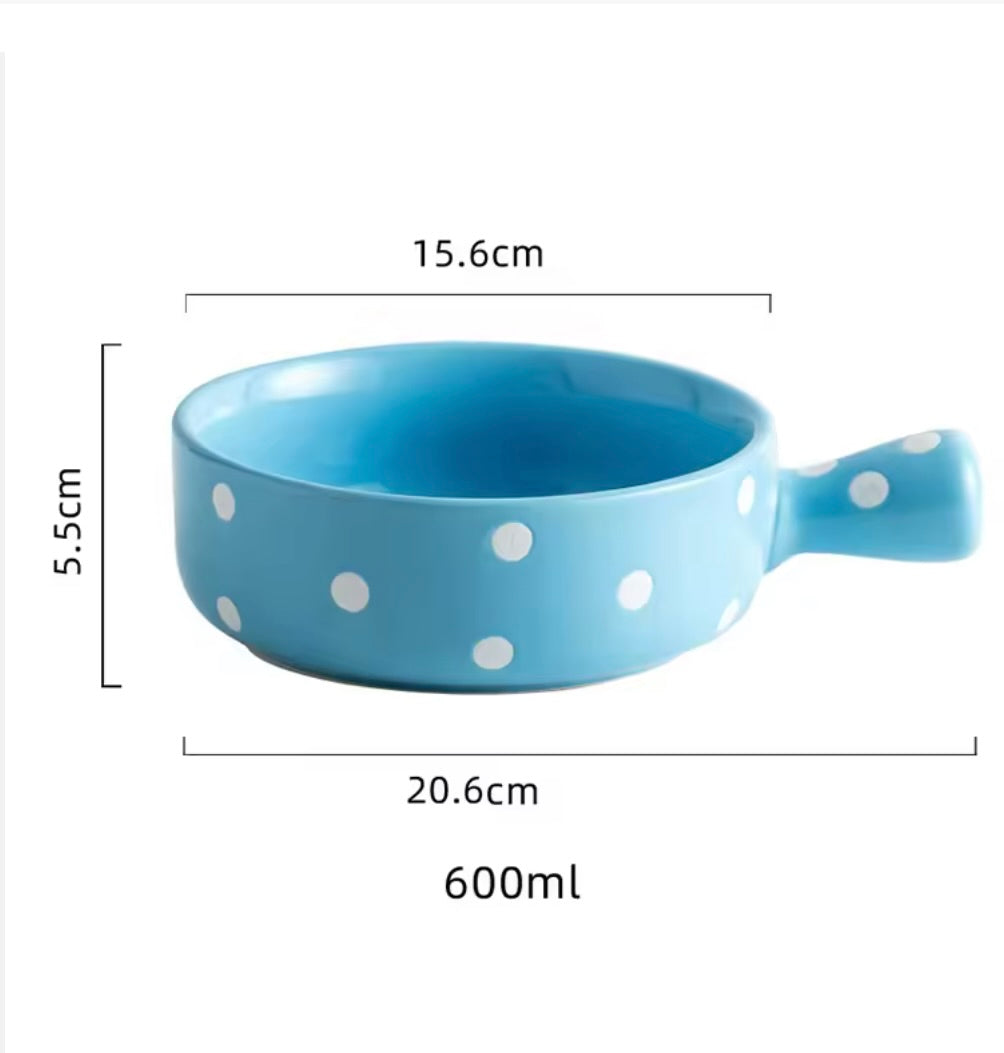 'Poppy' Blue Polka Dot Bowl, 600ml