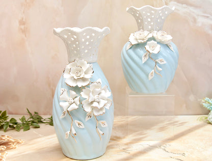 'Grace' Blue Ceramic Floral Vase, Small
