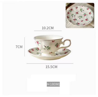 'Bellarose' Ceramic Cup & Saucer | Set of 2