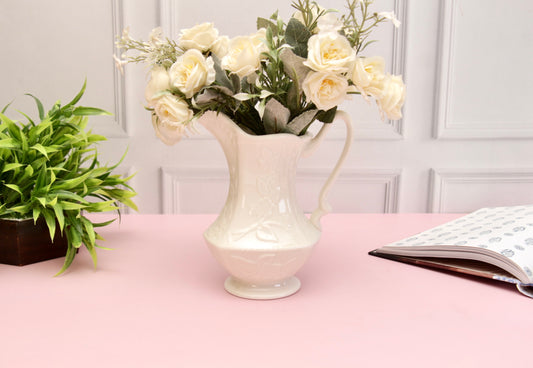 'Prairie' White Ceramic Jug Vase