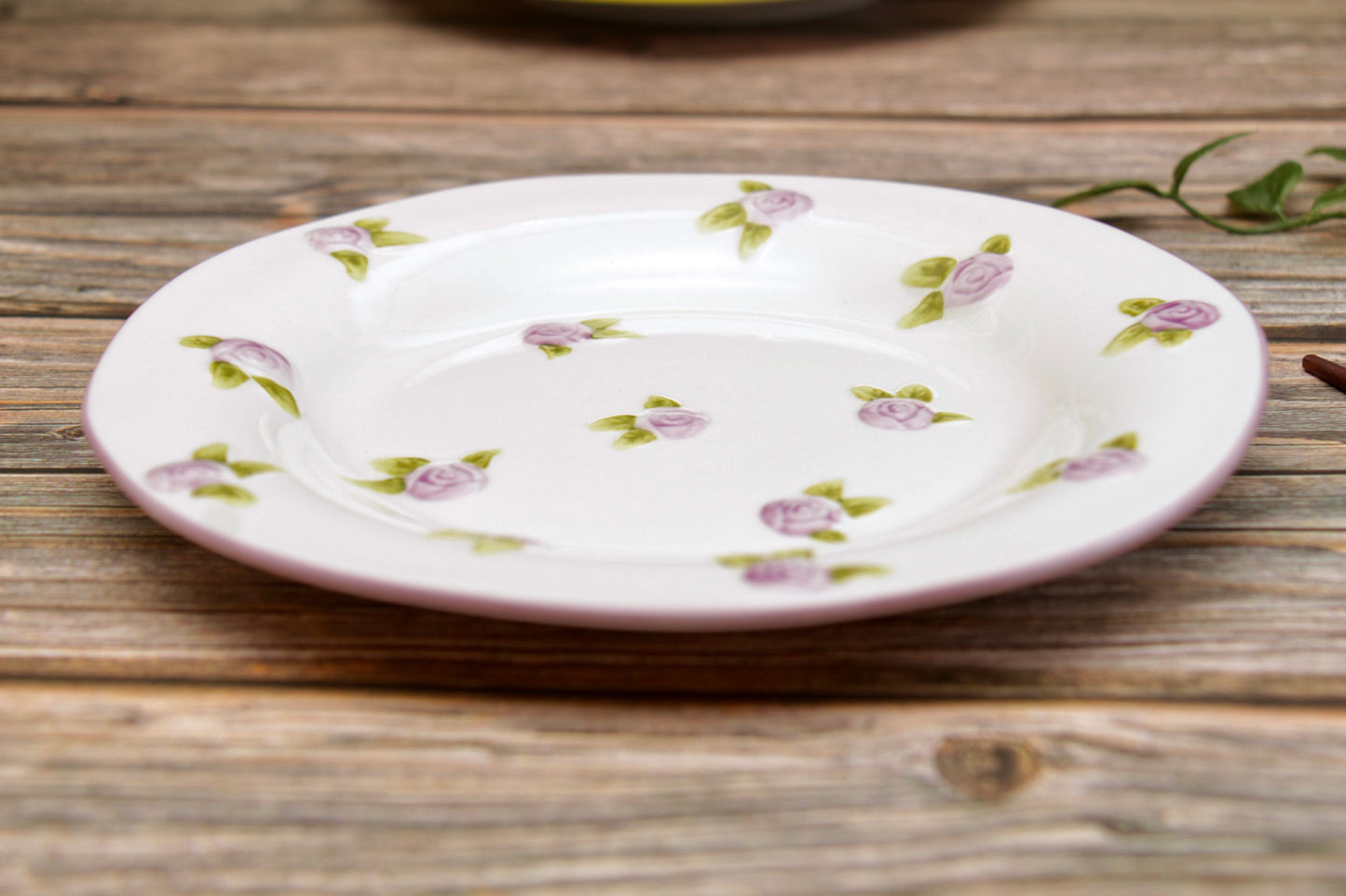 'Mini Roses' Ceramic Dessert Plate - Purple