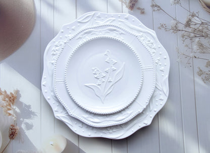 'Bella' White Ceramic Dessert Plate, Small