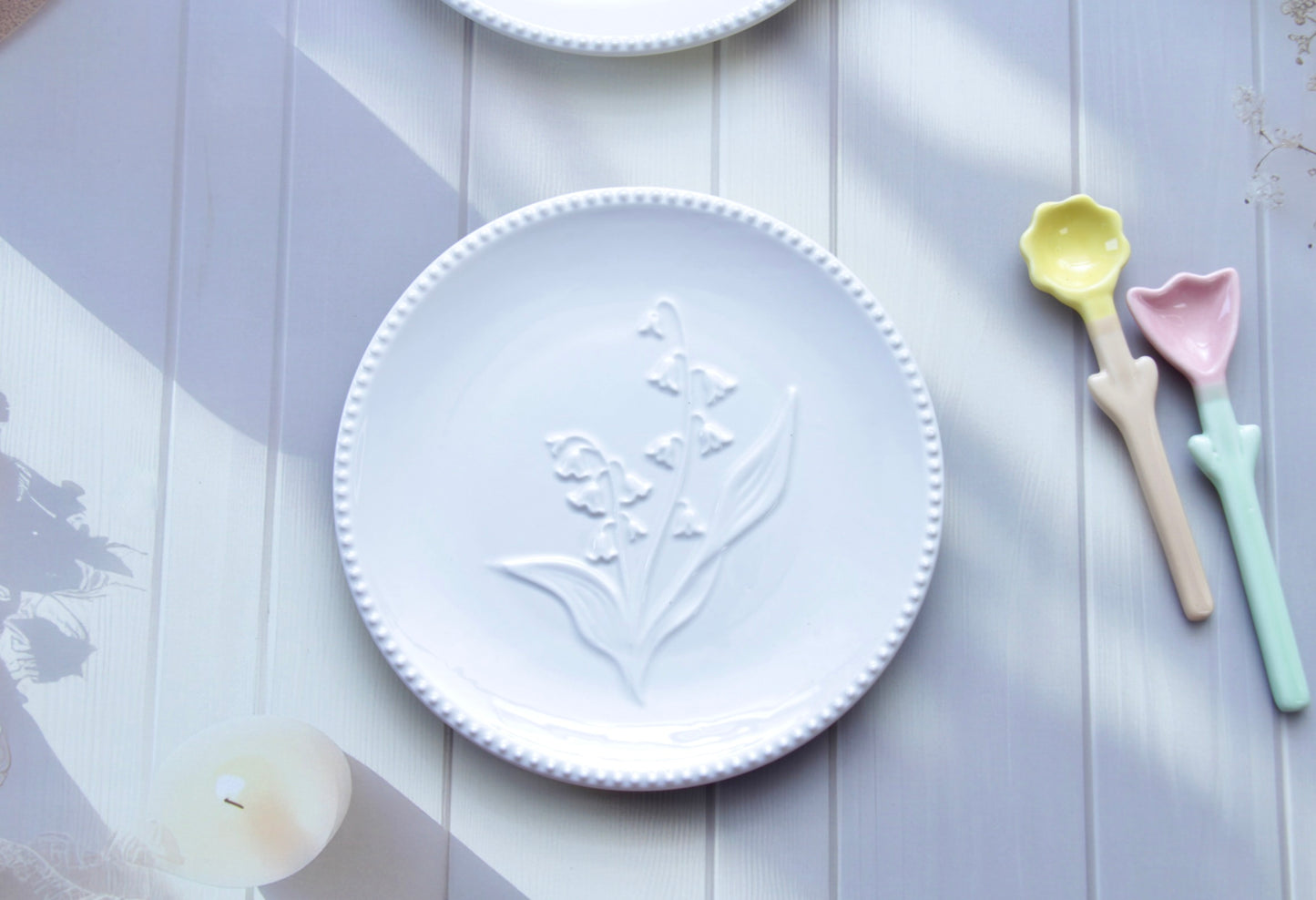 'Bella' White Ceramic Dessert Plate, Small