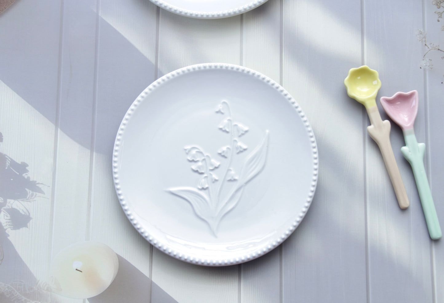 'Bella' White Ceramic Dessert Plate, Small