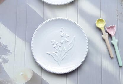 'Bella' White Ceramic Dessert Plate, Small