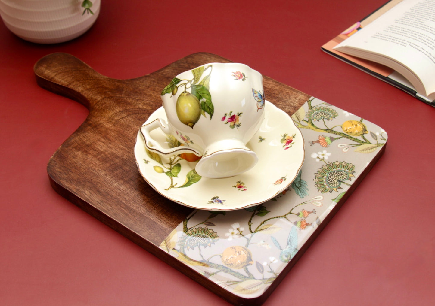 'Lemon' Ceramic Cup & Saucer Set