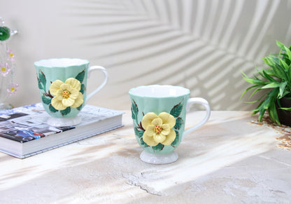 'Isadora' Ceramic Rose Embossed Coffee Mug
