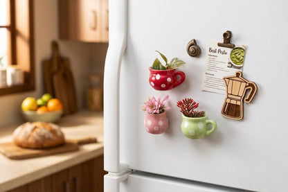 'Dotty Brew' Mini Cup Fridge Magnets, Set of 3