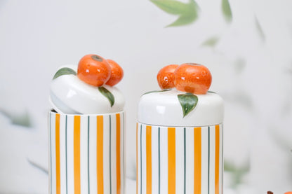 'Tangerines' Ceramic Storage Canister 1200ml, Set of 2