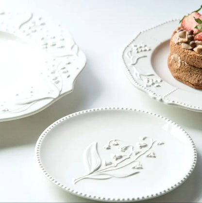 'Bella' White Ceramic Dessert Plate, Small